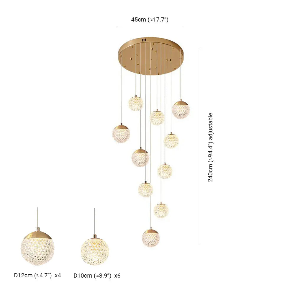 Lustre Bulle Doré en Acrylique | Lori