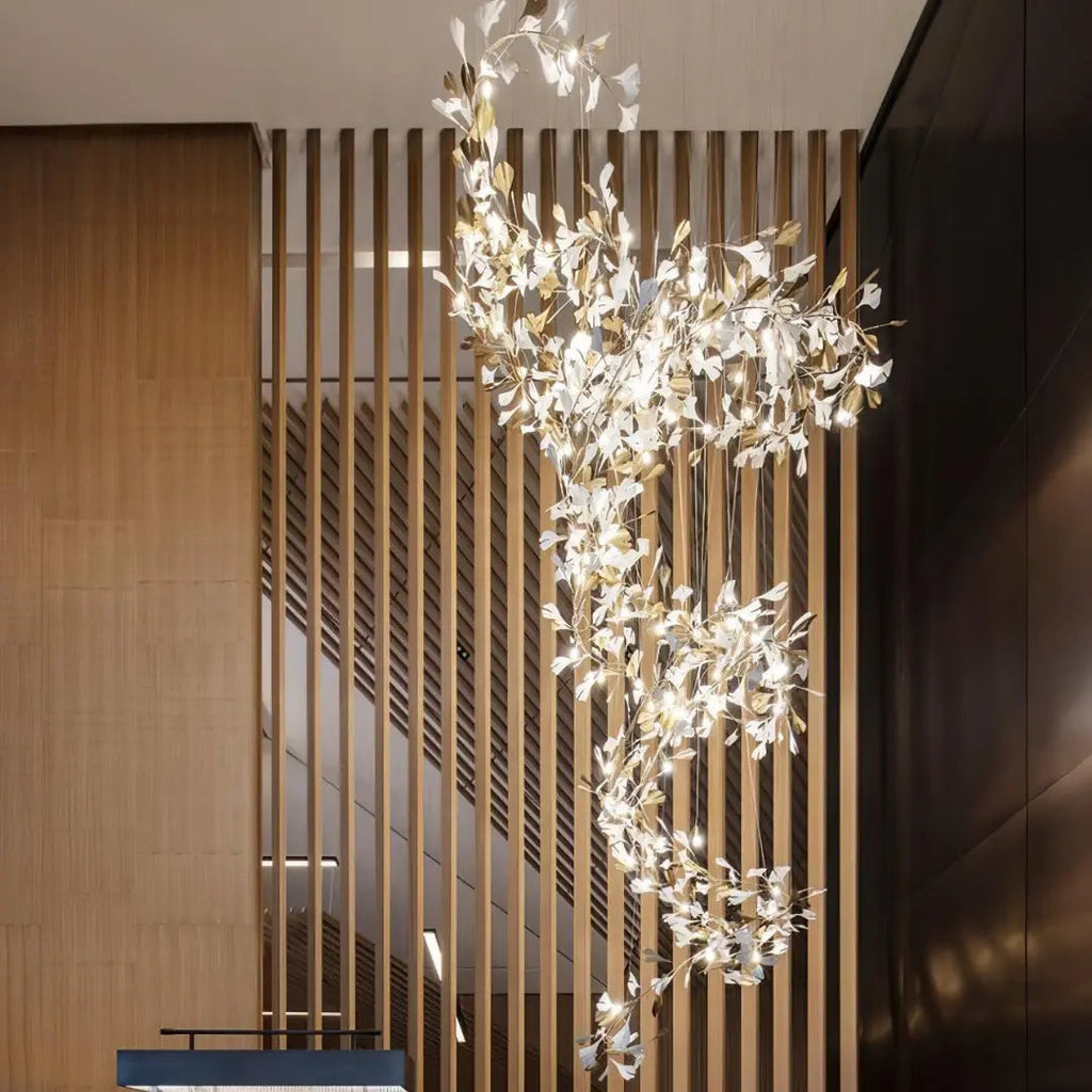 Lustre Floral Doré en Céramique | Tova