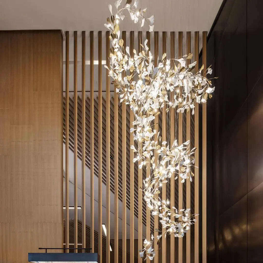 Lustre Floral Doré en Céramique | Tova