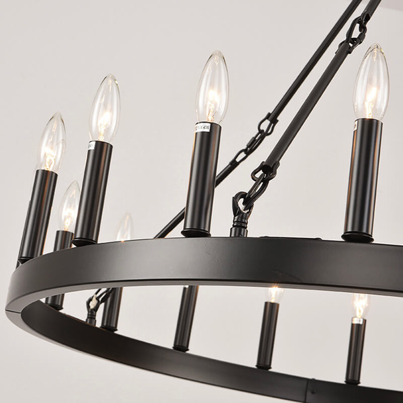 Lustre Double Niveau Industriel Noir | Mika
