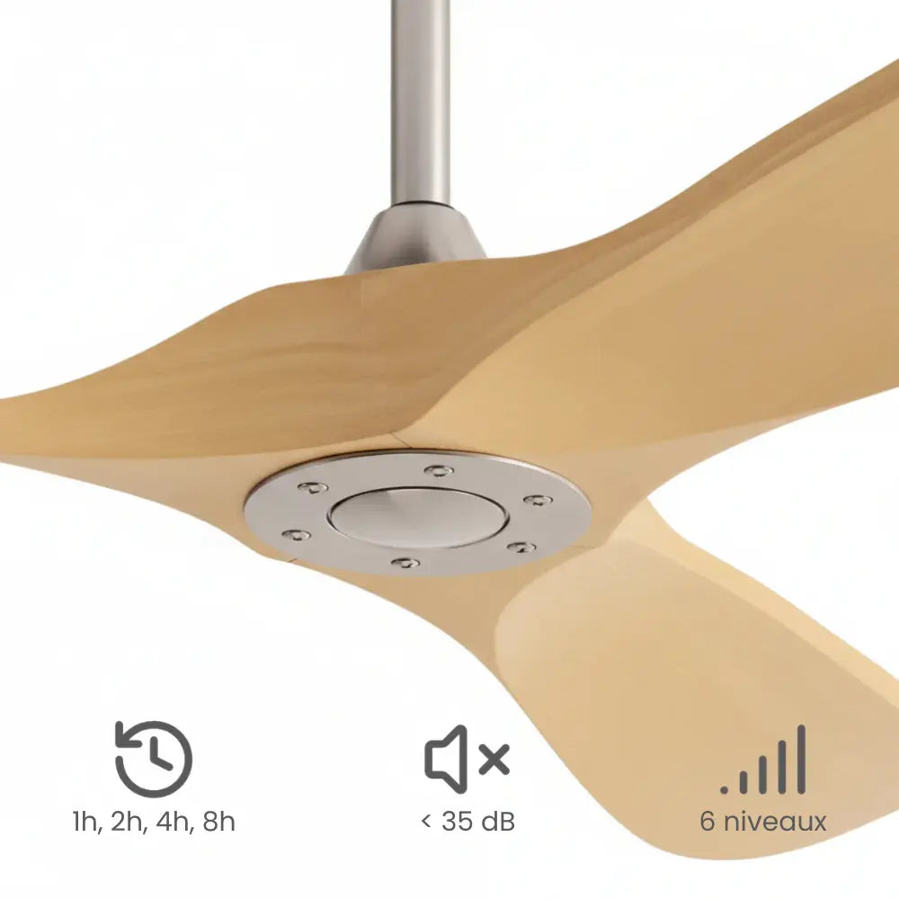 Ventilateur de Plafond Bois Clair Vintage | Noa