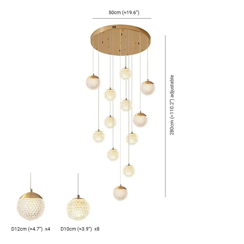 Lustre Bulle Doré en Acrylique | Lori