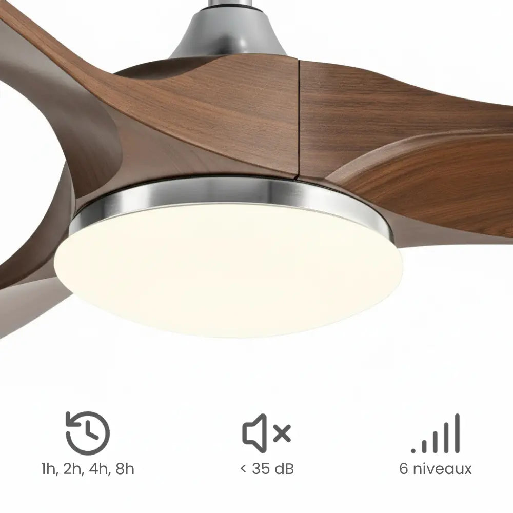 Ventilateur de Plafond Bois Foncé LED | Vania