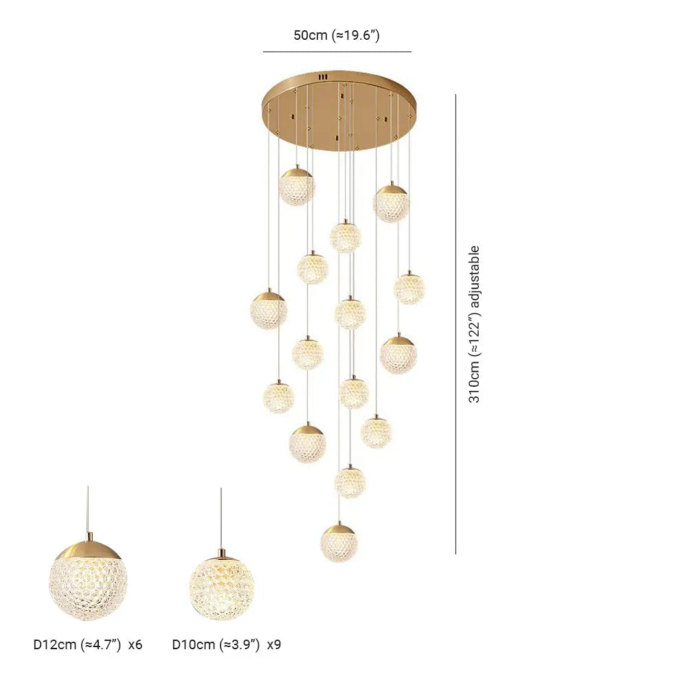 Lustre Bulle Doré en Acrylique | Lori