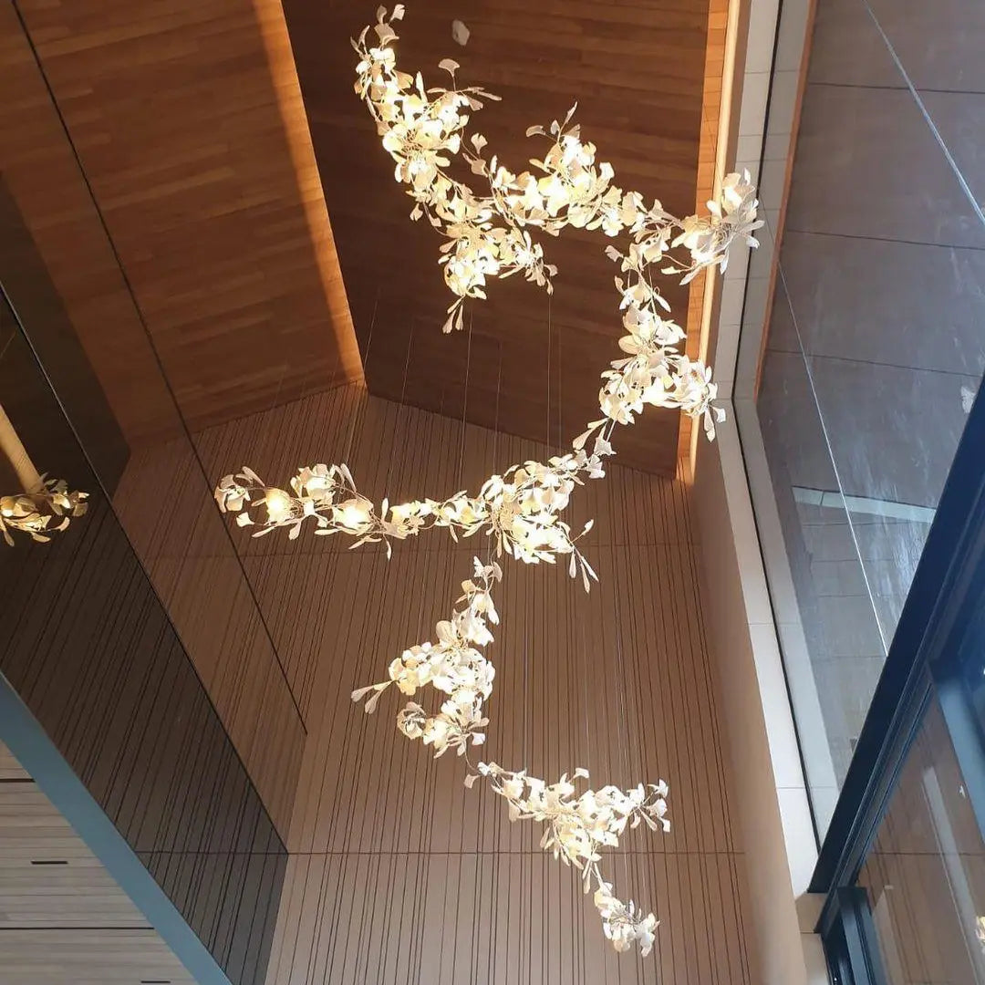 Lustre Floral Doré en Céramique | Tova