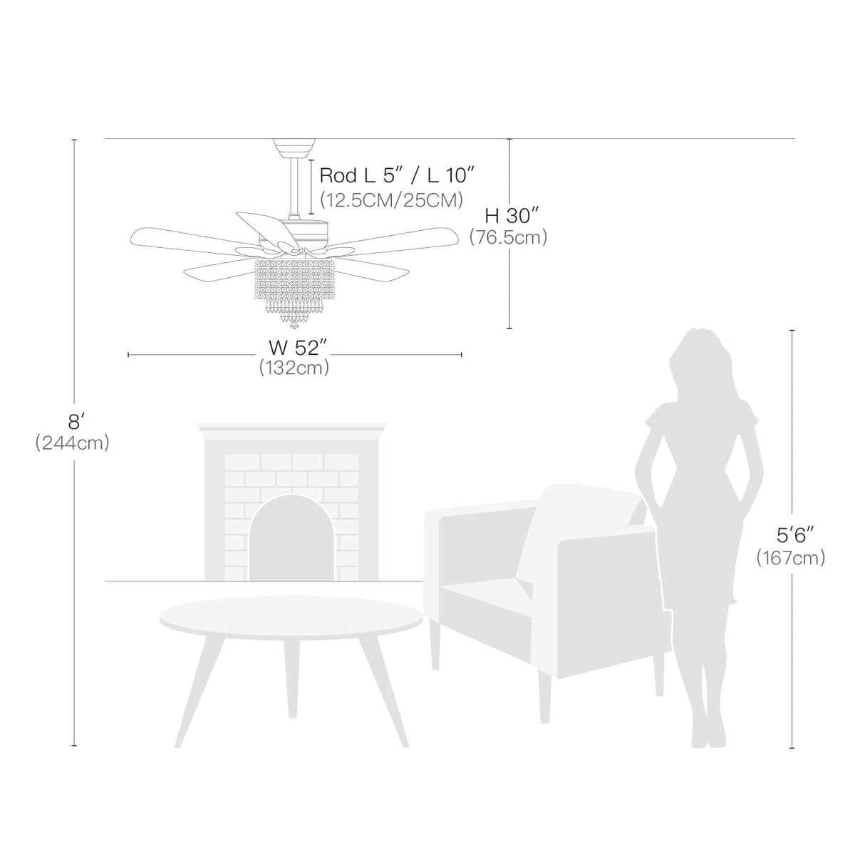 Plafonnier Ventilateur Cristal Argenté | Malo