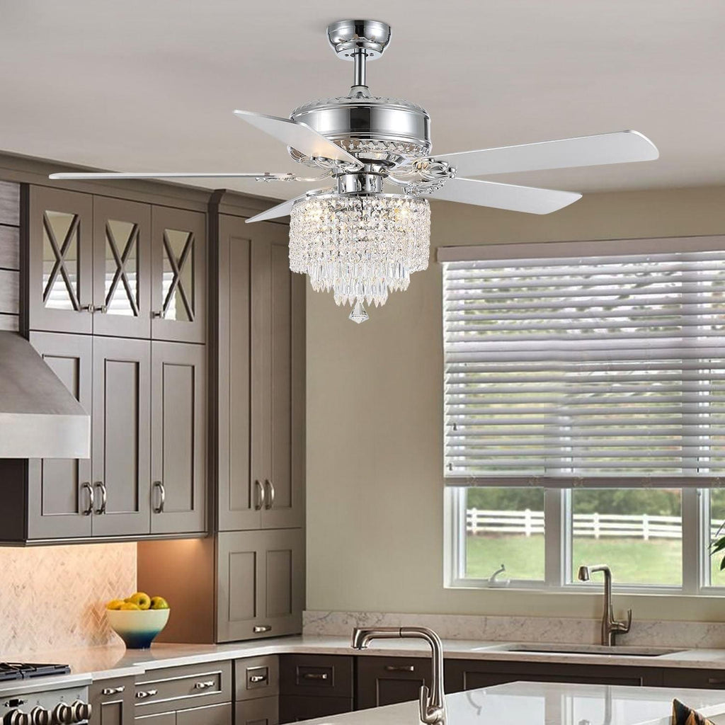 Plafonnier Ventilateur Cristal Argenté | Malo