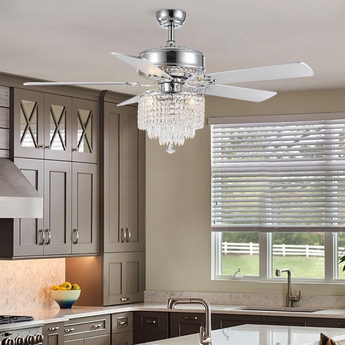 Plafonnier Ventilateur Cristal Argenté | Malo