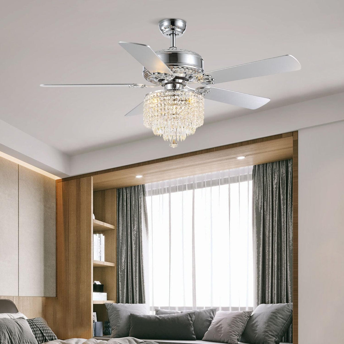 Plafonnier Ventilateur Cristal Argenté | Malo