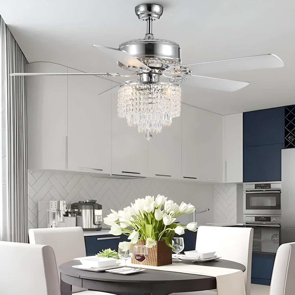 Plafonnier Ventilateur Cristal Argenté | Malo