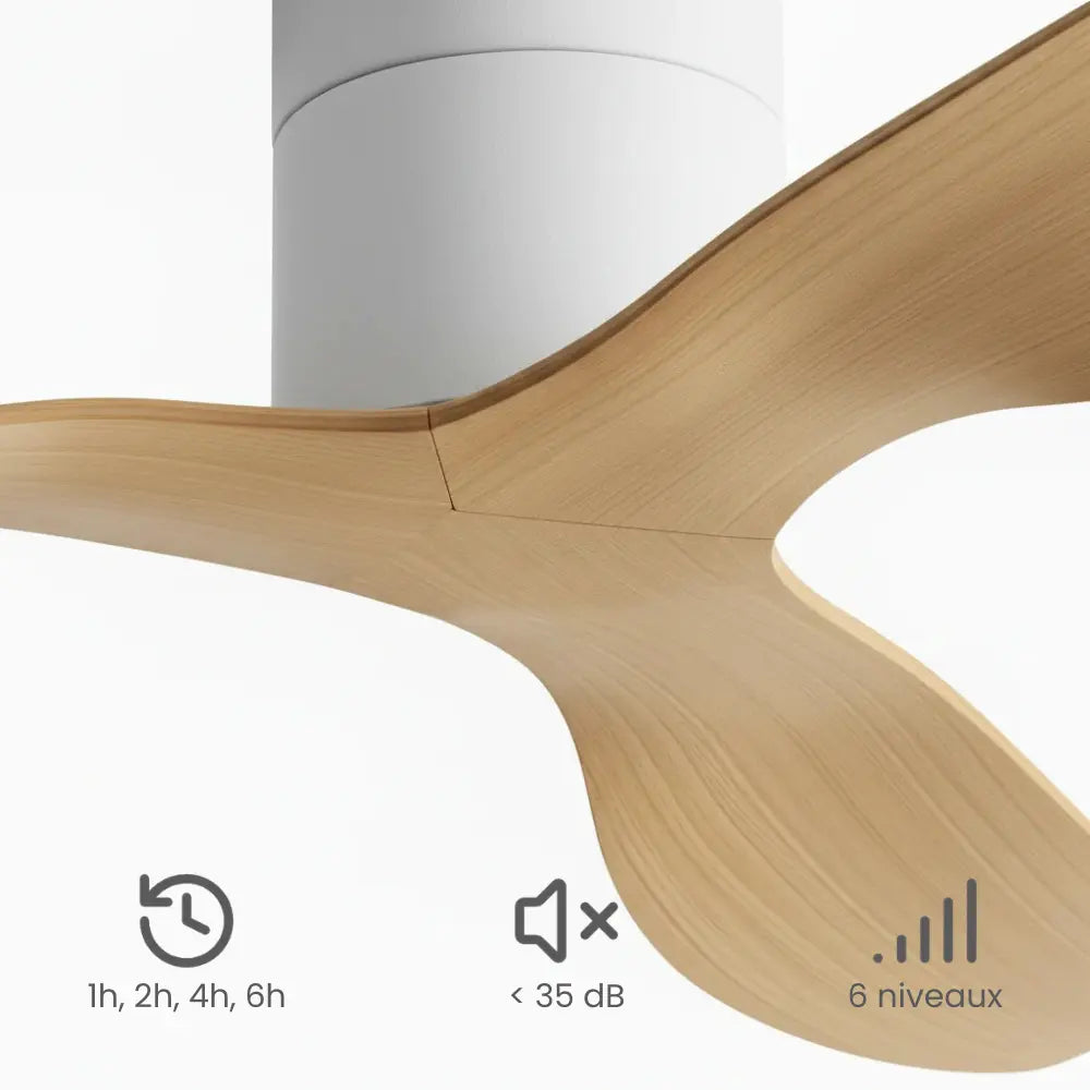 Ventilateur de Plafond Plat Bois Clair | Jora