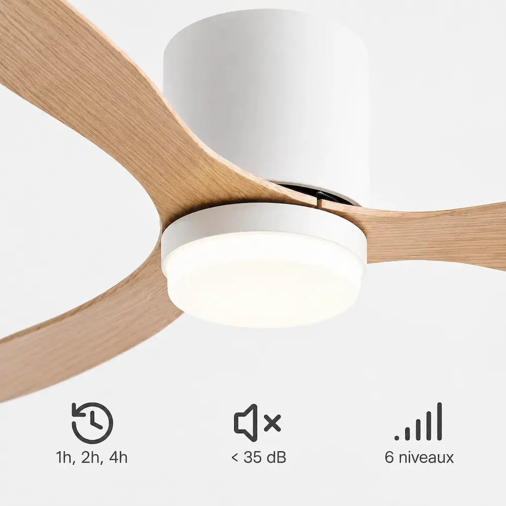 Ventilateur de Plafond Bois Clair LED | Favo