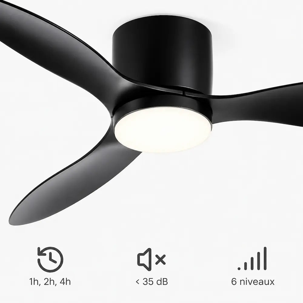 Ventilateur de Plafond Noir LED | Rivo
