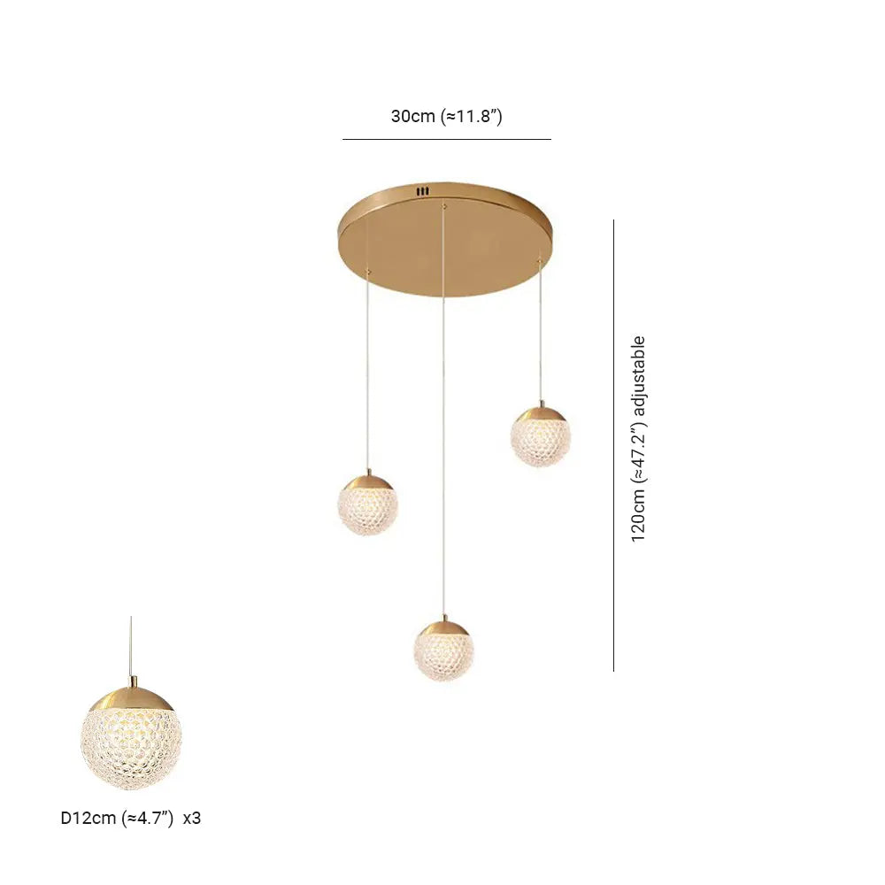Lustre Bulle Doré en Acrylique | Lori