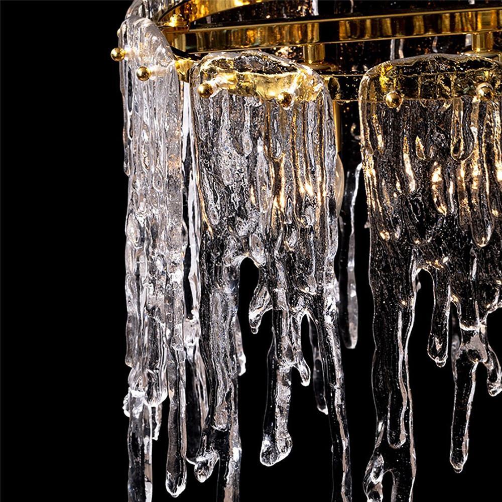 Lustre Rectangulaire Cristal Givré Doré | Nalo