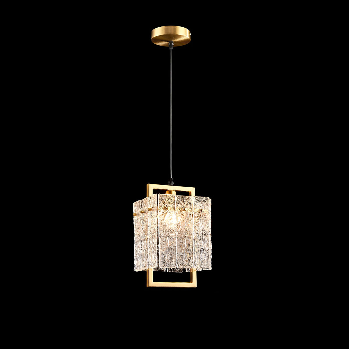 Suspension Carrée Verre Craquelé | Noria
