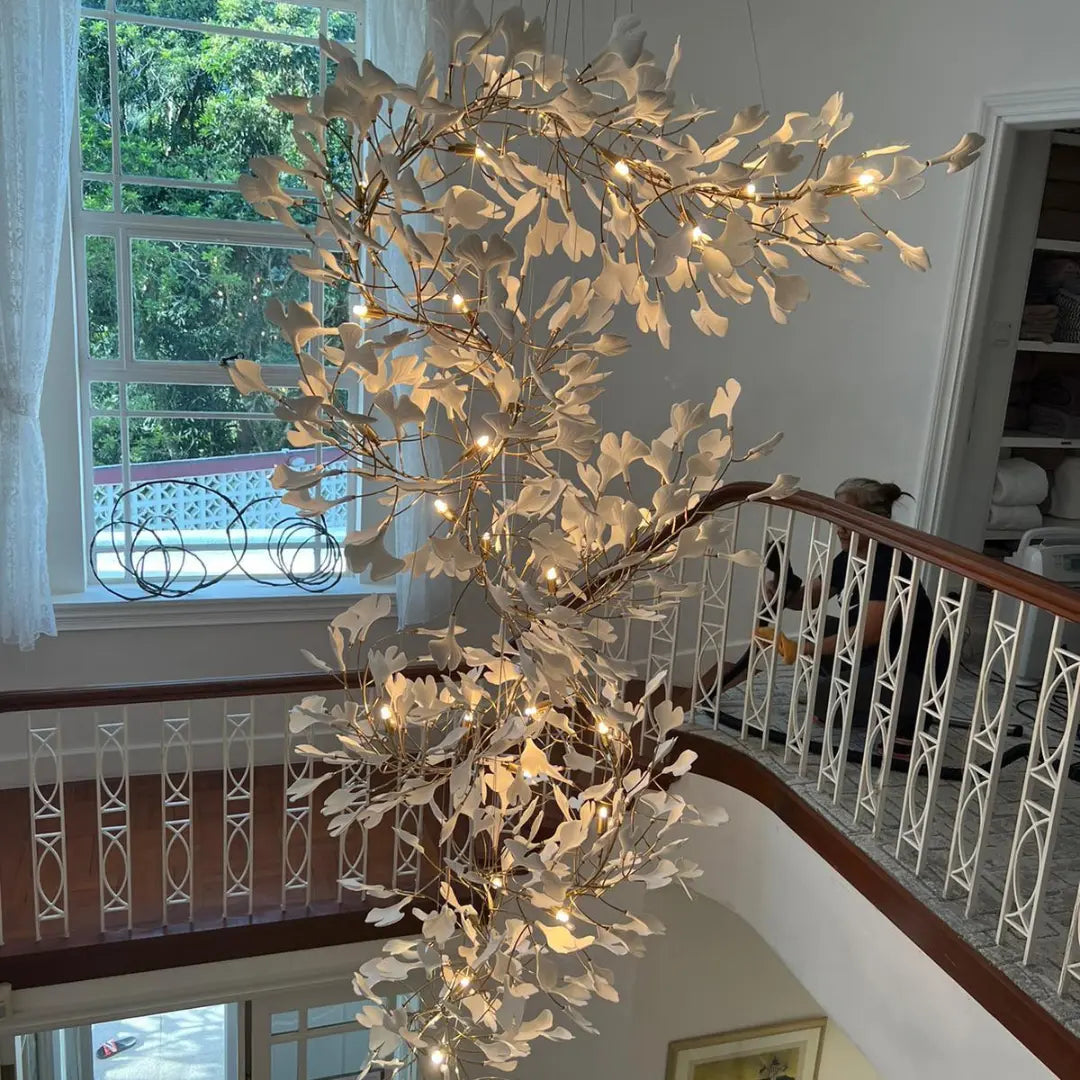 Lustre Floral Doré en Céramique | Tova