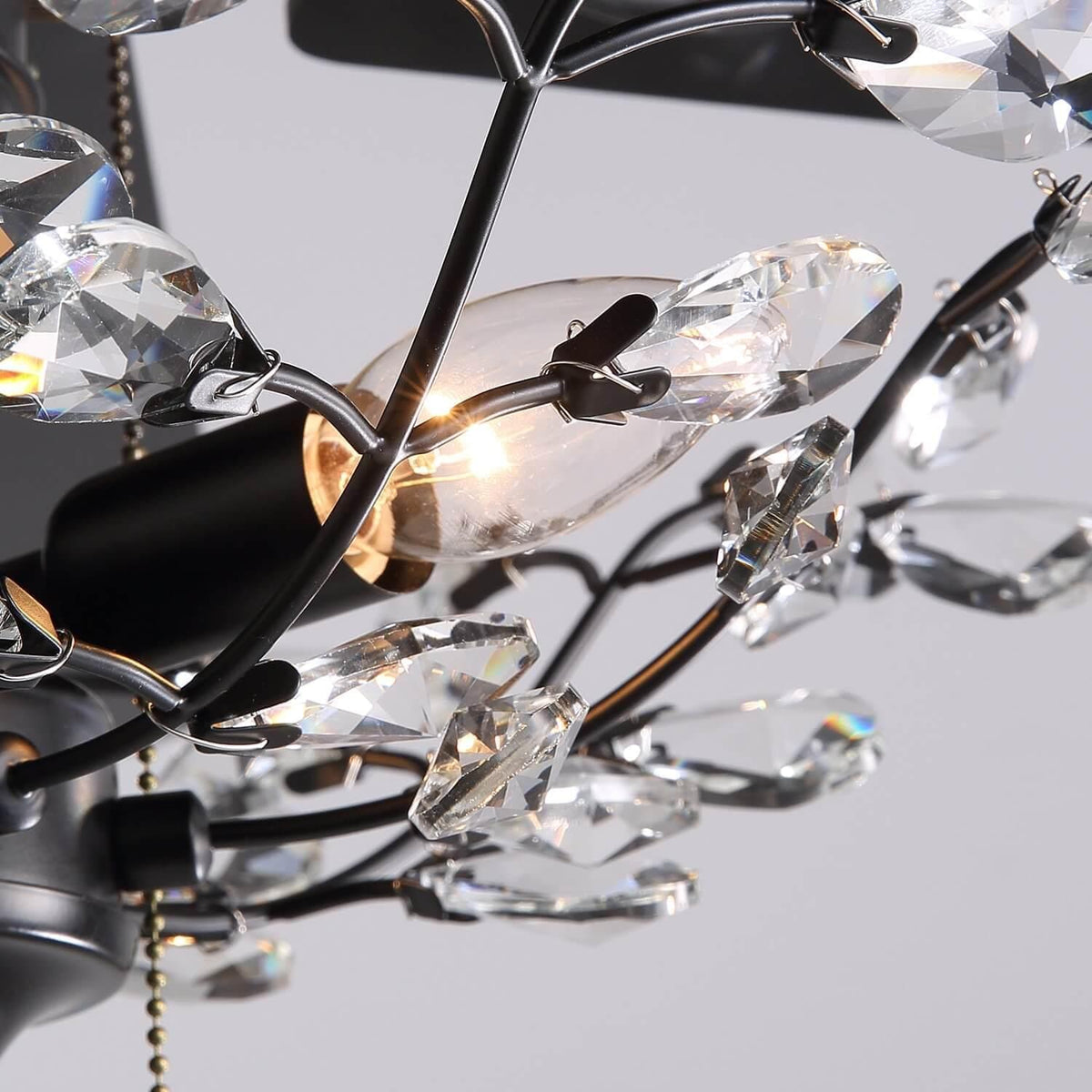 Plafonnier Ventilateur Cristal à Branches Noires | Ola
