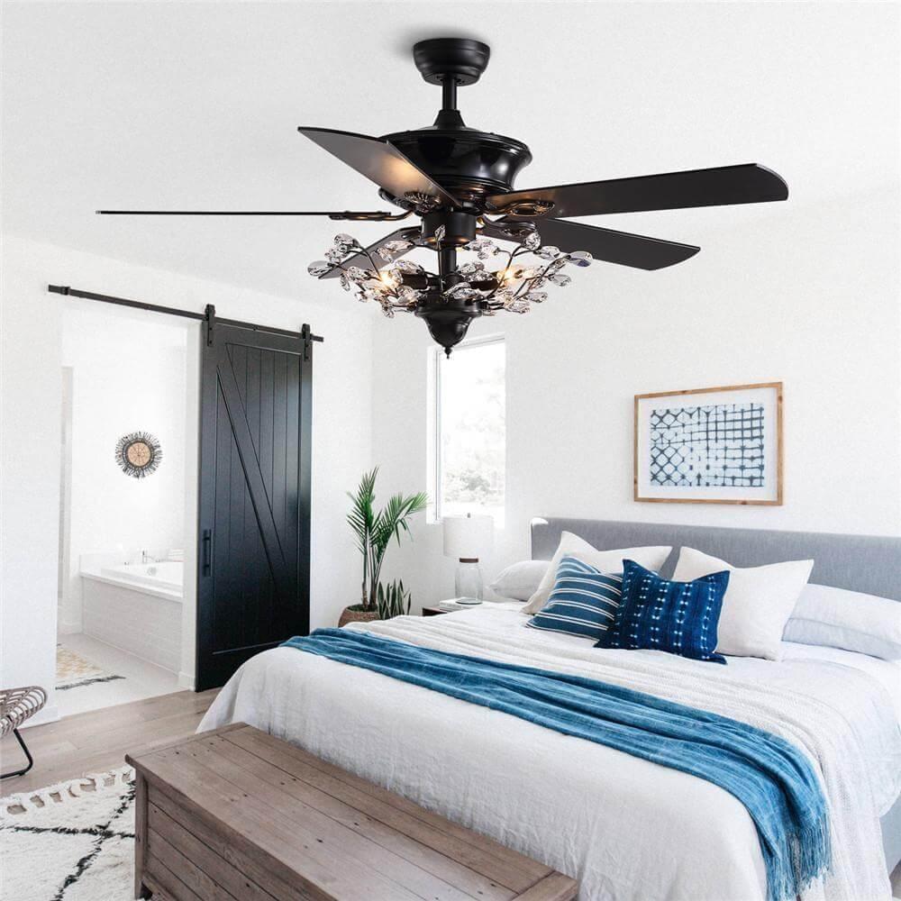 Plafonnier Ventilateur Cristal à Branches Noires | Ola
