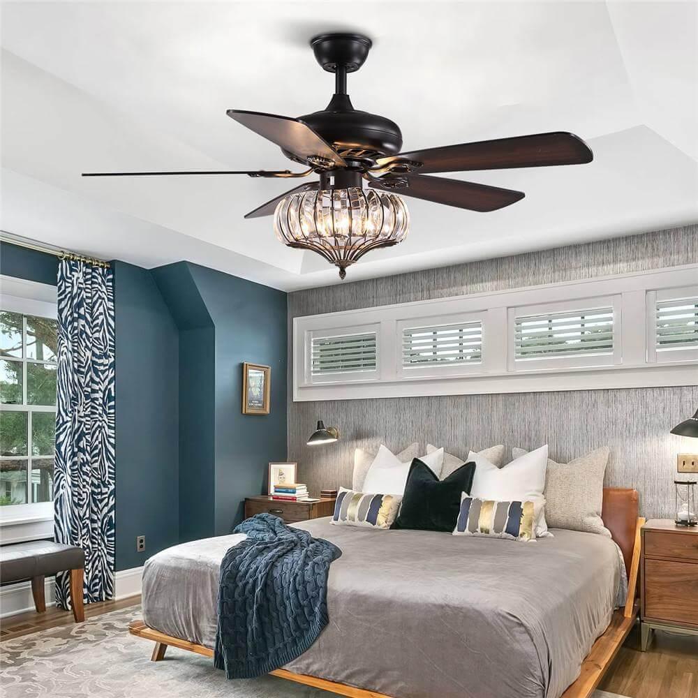 Plafonnier Ventilateur Cristal Noir | Tona