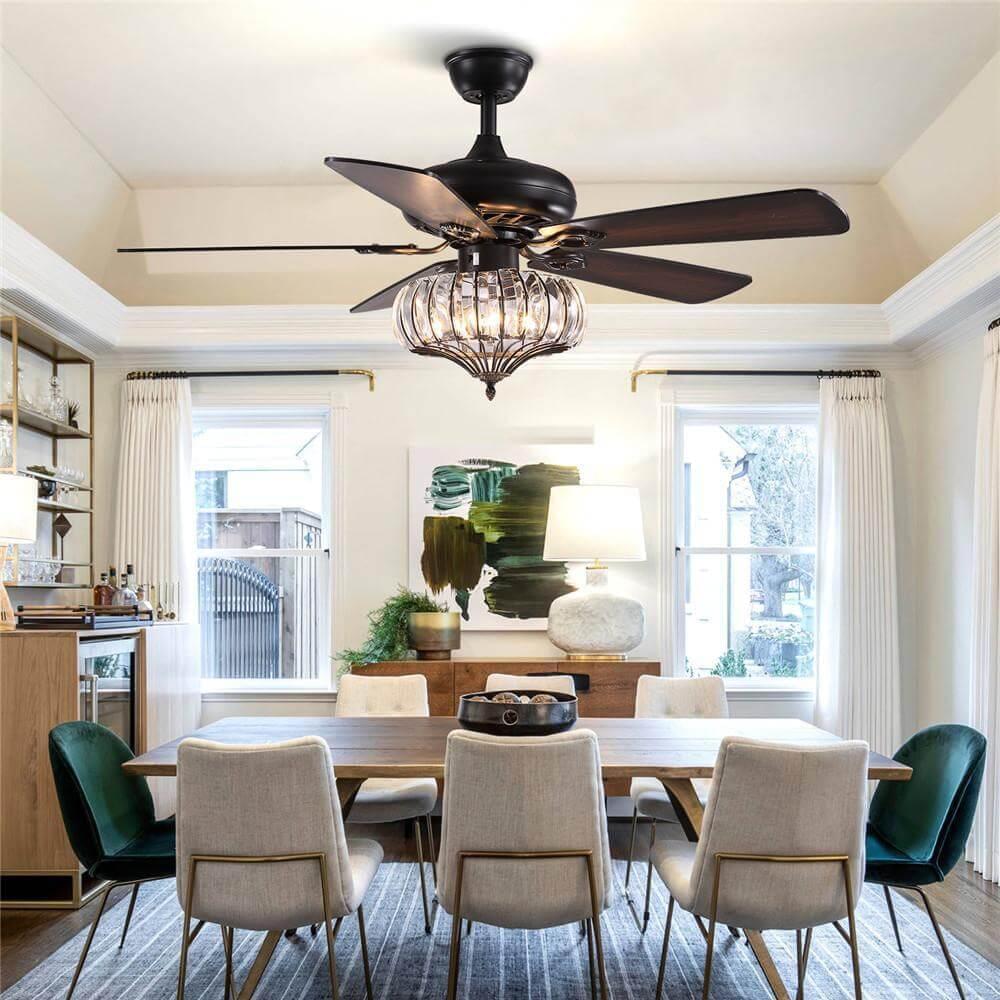 Plafonnier Ventilateur Cristal Noir | Tona