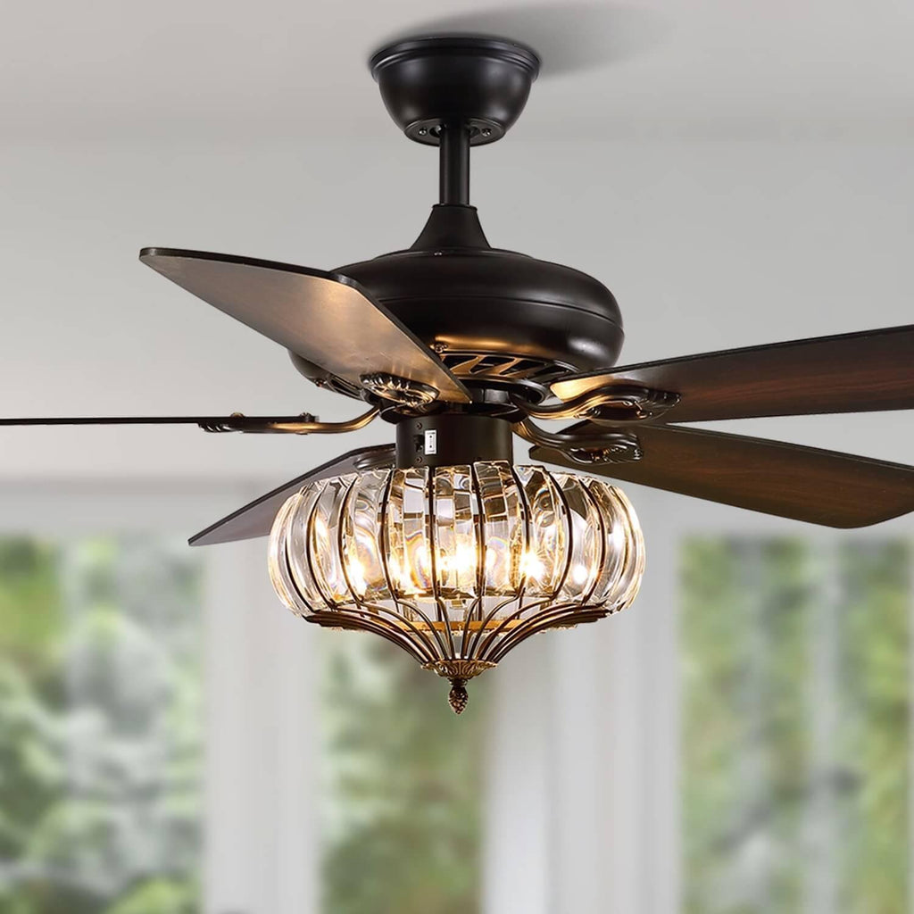 Plafonnier Ventilateur Cristal Noir | Tona