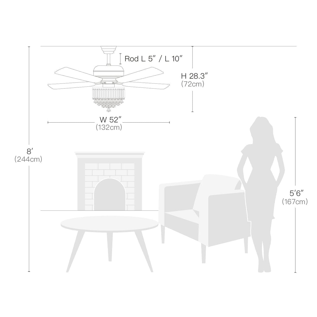 Plafonnier Ventilateur Cristal Chrome | Miro