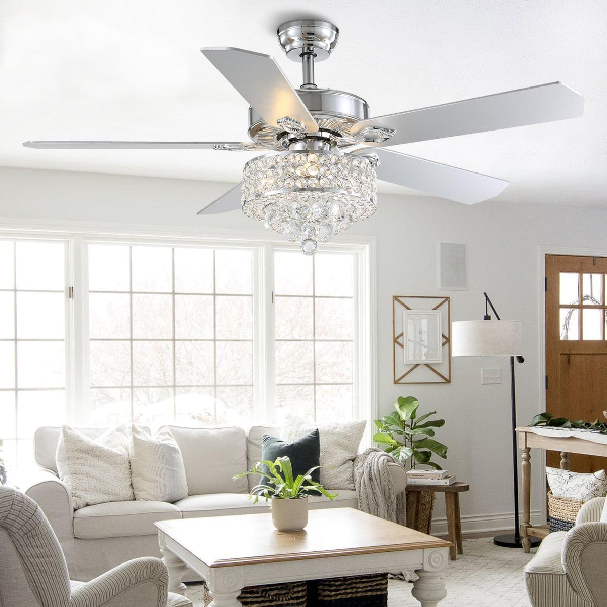 Plafonnier Ventilateur Cristal Cinq Pales | Cira