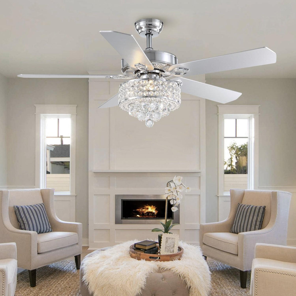 Plafonnier Ventilateur Cristal Cinq Pales | Cira