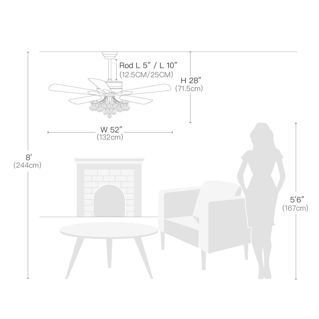 Plafonnier Ventilateur Cristal Gouttes | Ceva