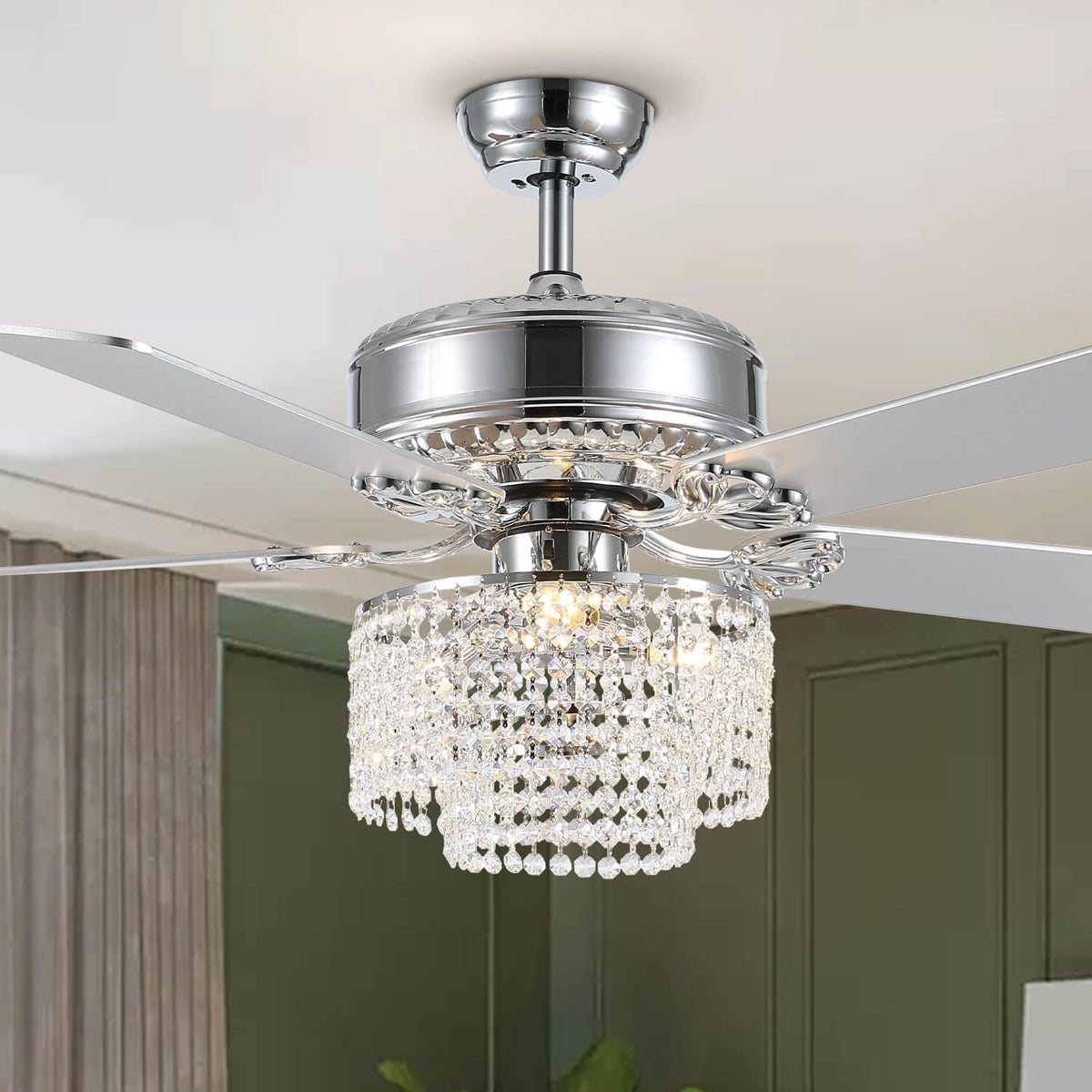 Plafonnier Ventilateur Cascade Cristal | Alio