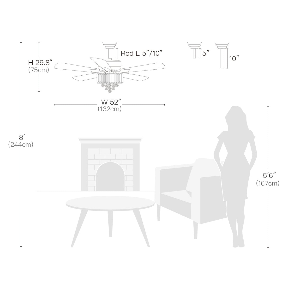 Plafonnier Ventilateur Cristal | Lola