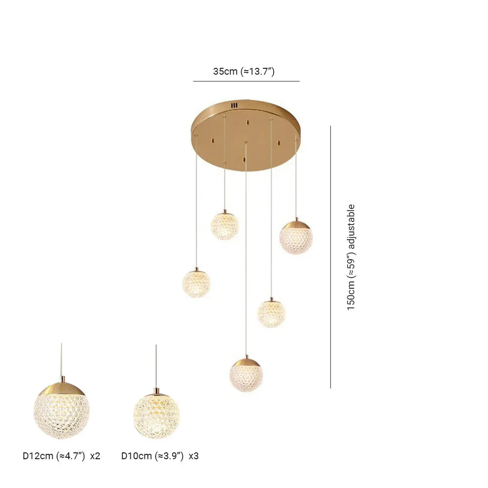 Lustre Bulle Doré en Acrylique | Lori