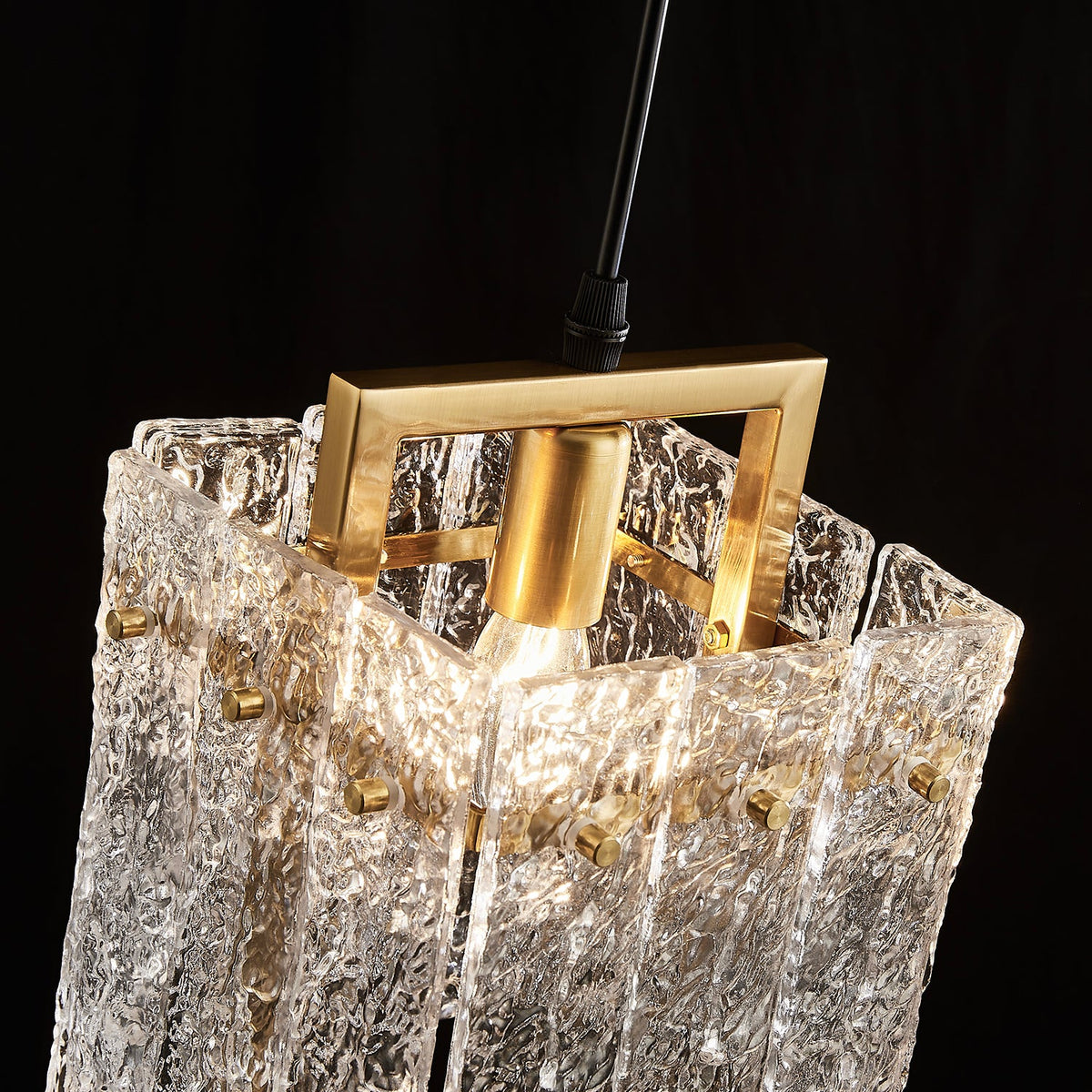 Suspension Carrée Verre Craquelé | Noria
