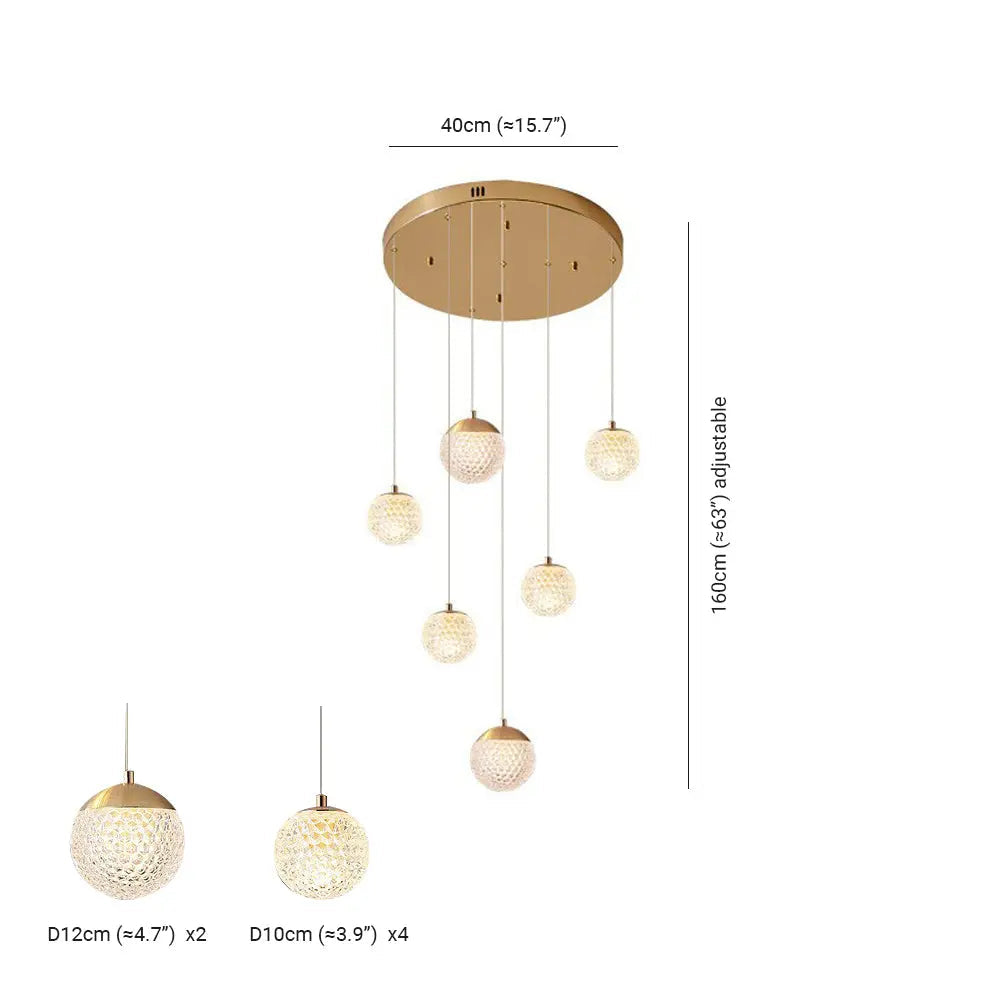 Lustre Bulle Doré en Acrylique | Lori