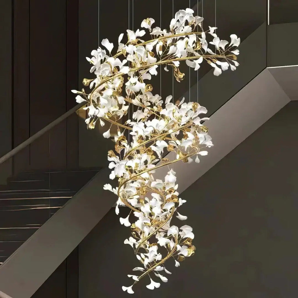 Lustre Floral Doré en Céramique | Tova