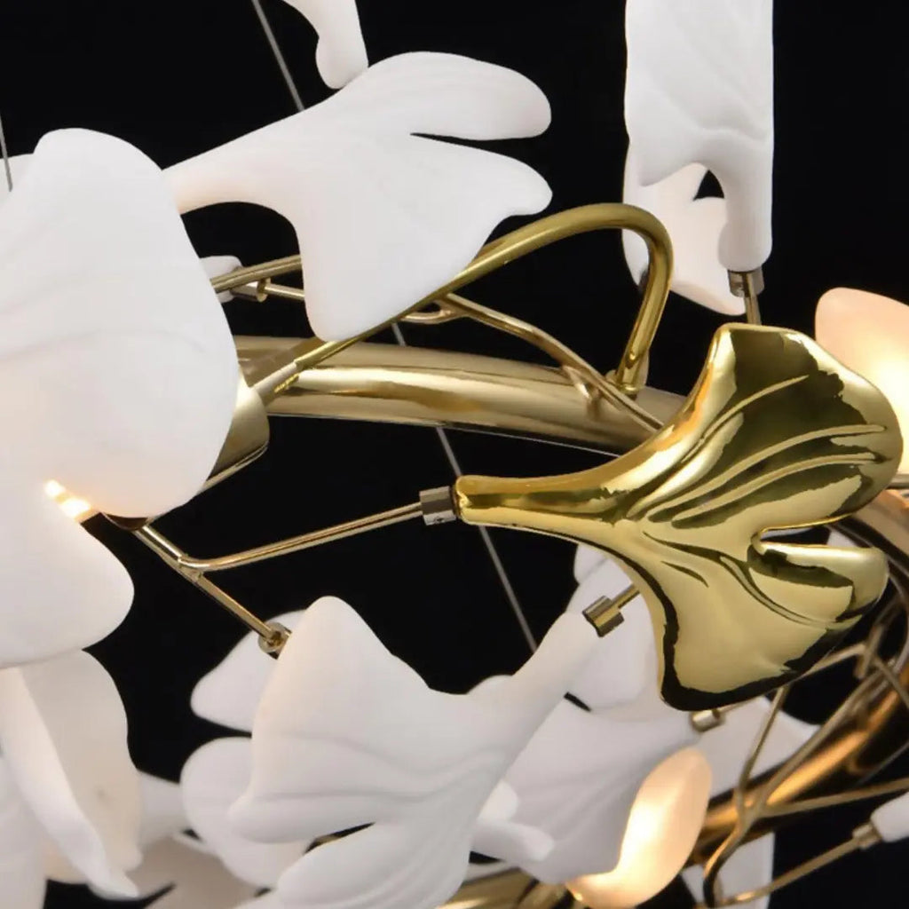 Lustre Doré en Céramique Florale | Nuva