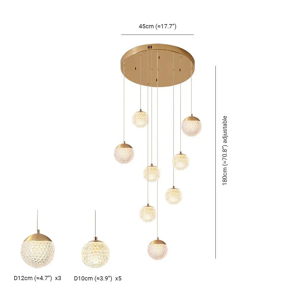 Lustre Bulle Doré en Acrylique | Lori