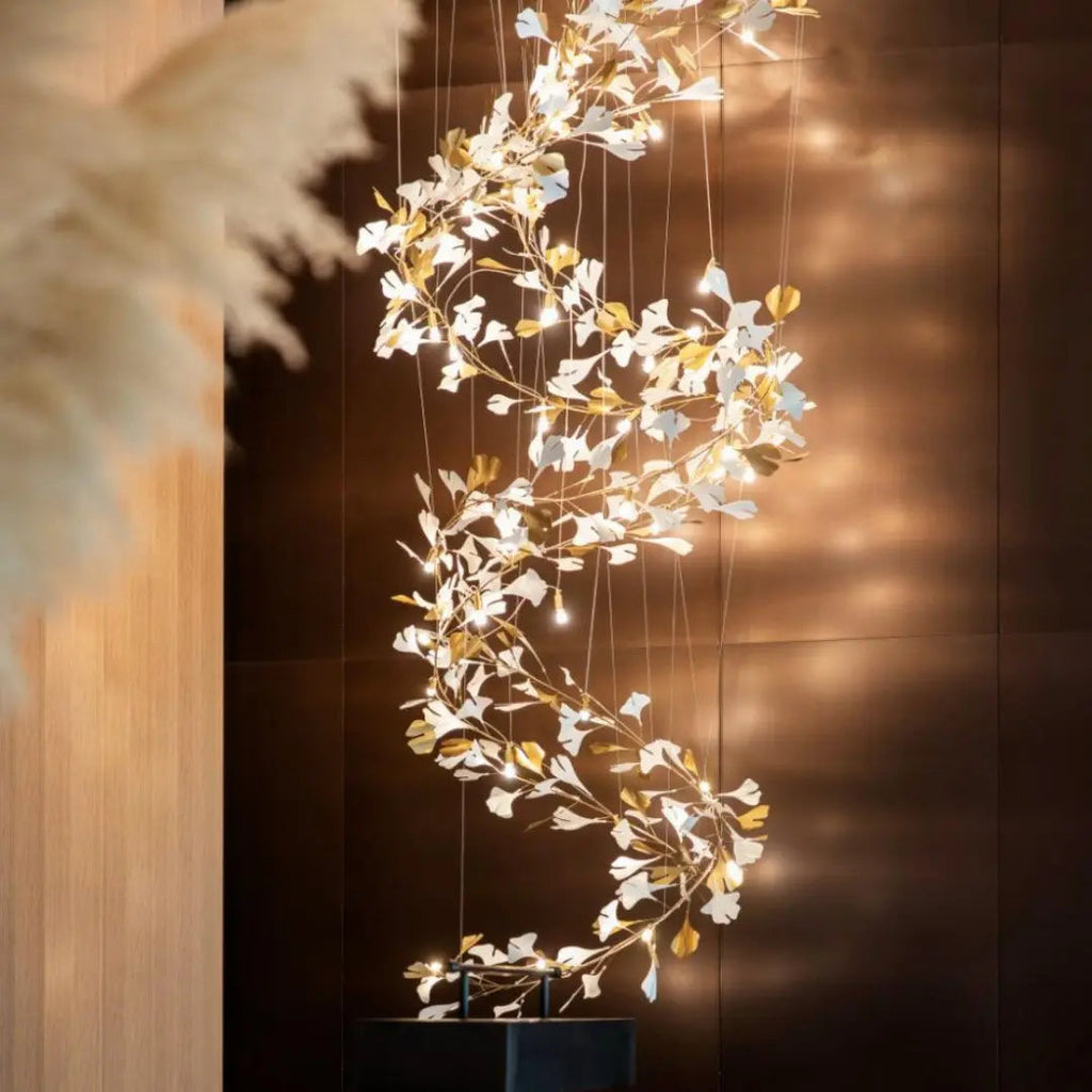 Lustre Floral Doré en Céramique | Tova