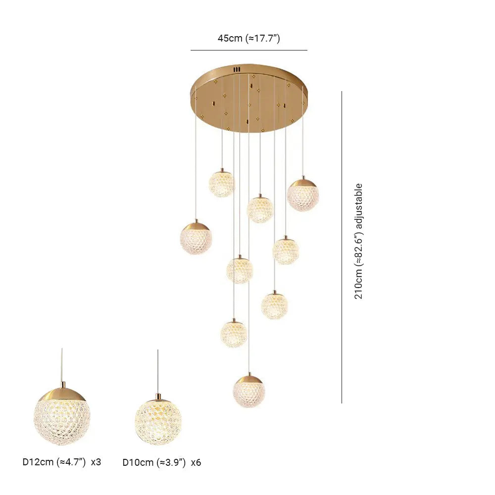 Lustre Bulle Doré en Acrylique | Lori