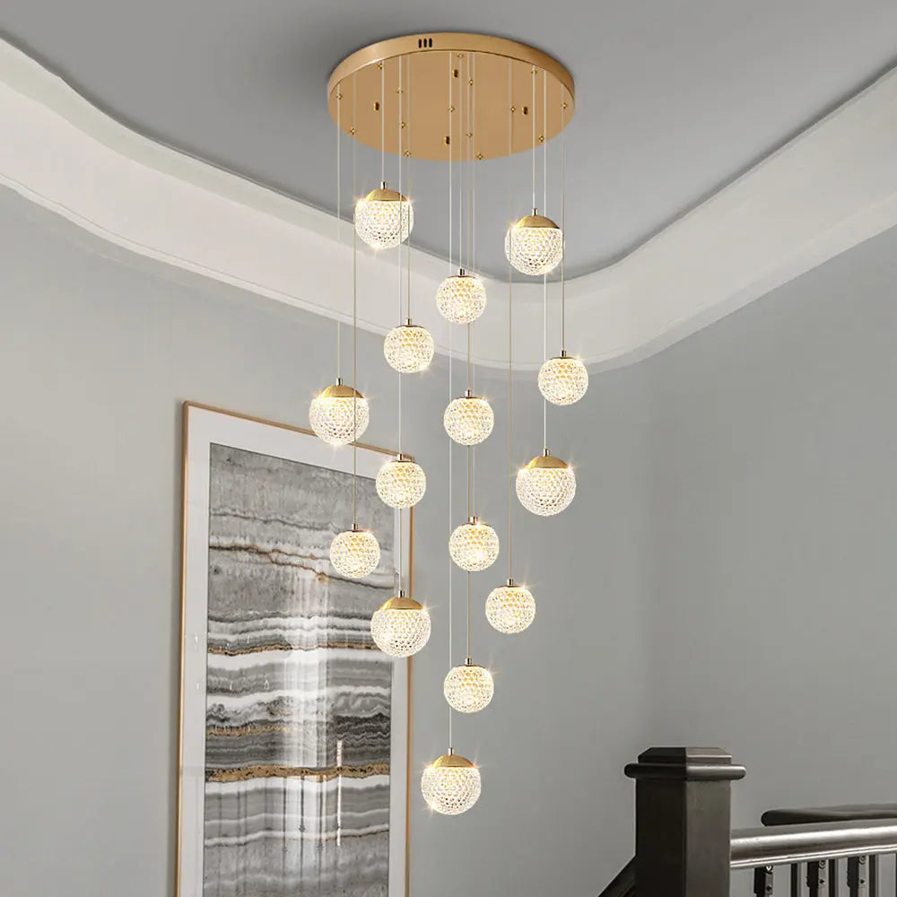 Lustre Bulle Doré en Acrylique | Lori