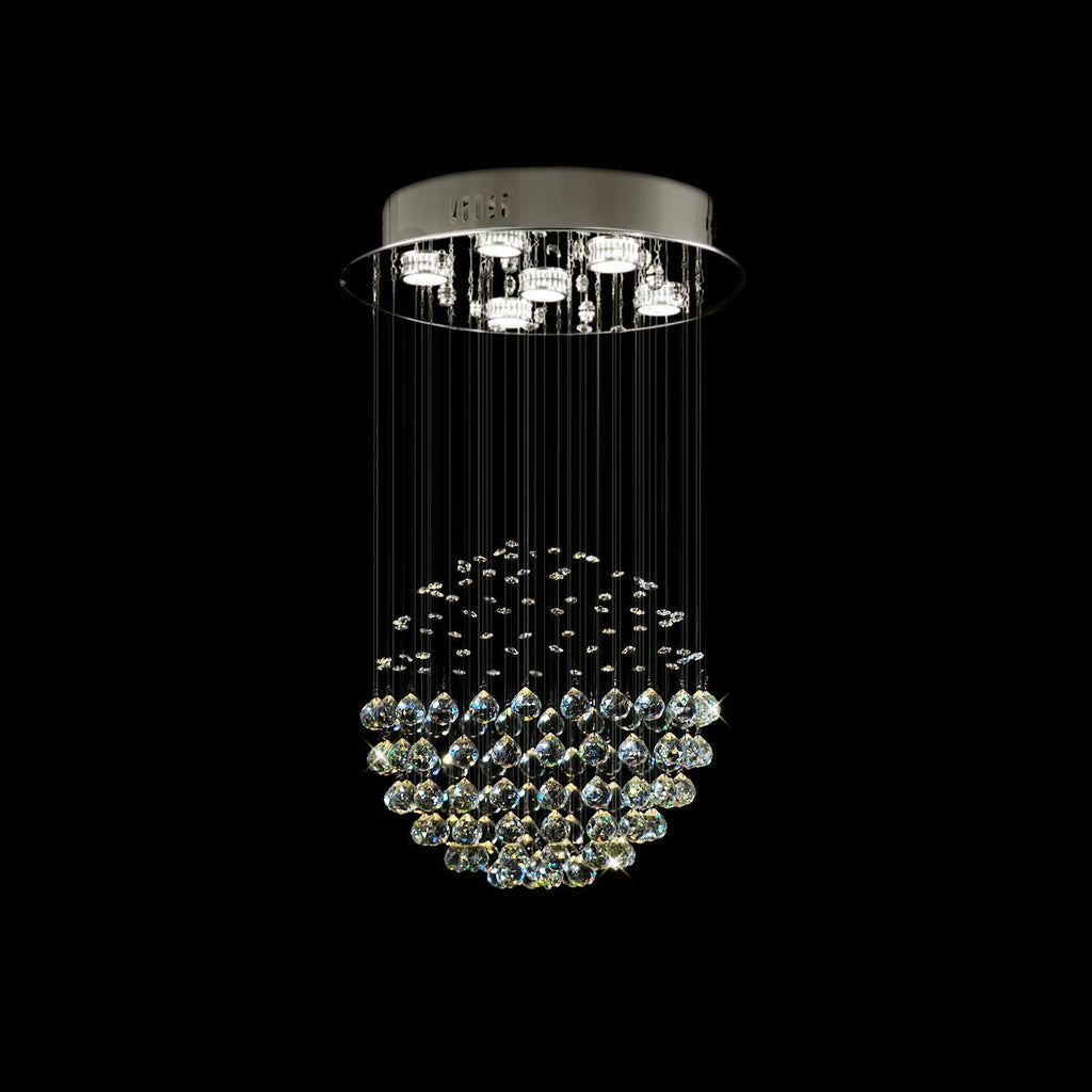 Lustre Sphère Cristal Pluie Chrome | Zemo