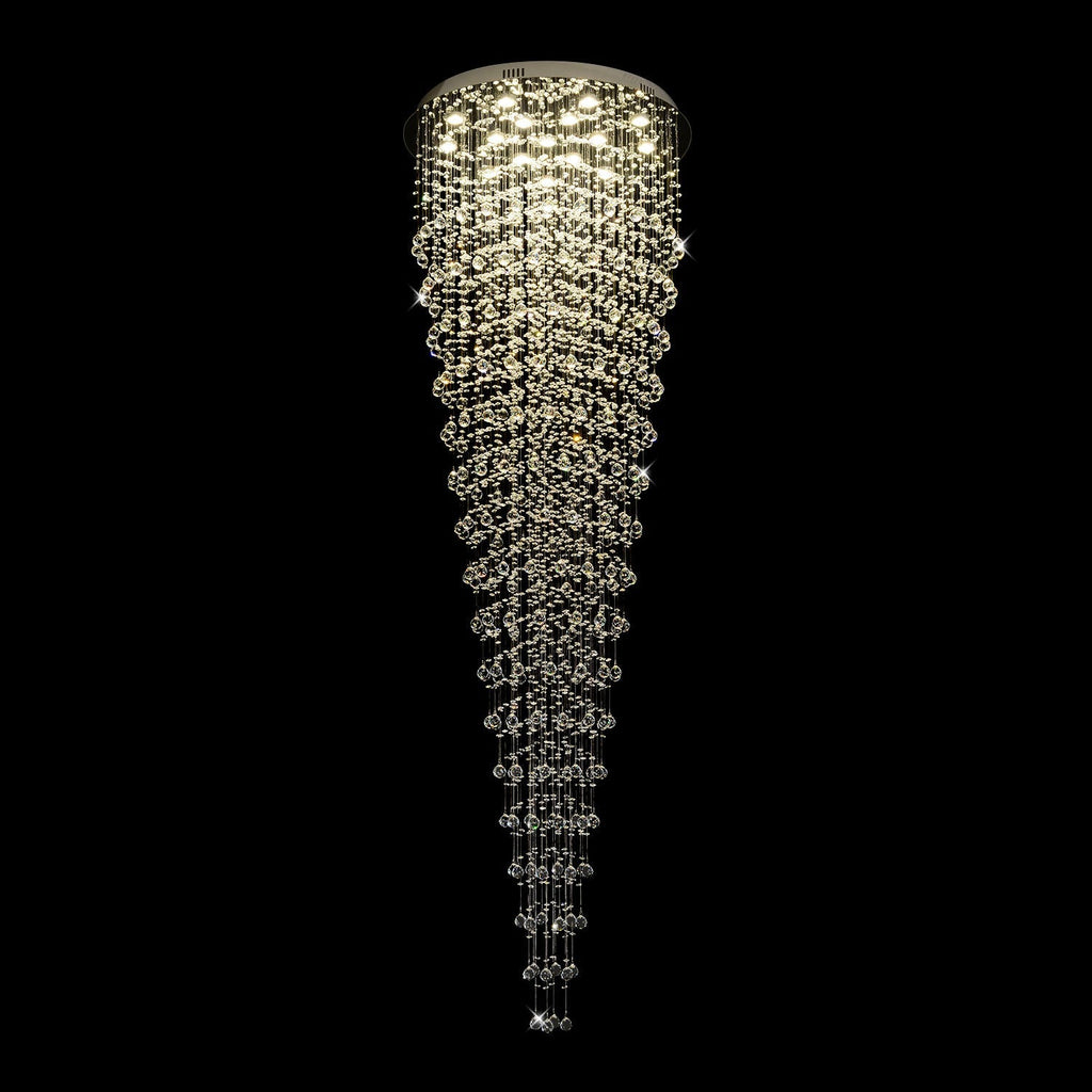 Lustre Rond Pluie Cristal K9 Chrome | Mara