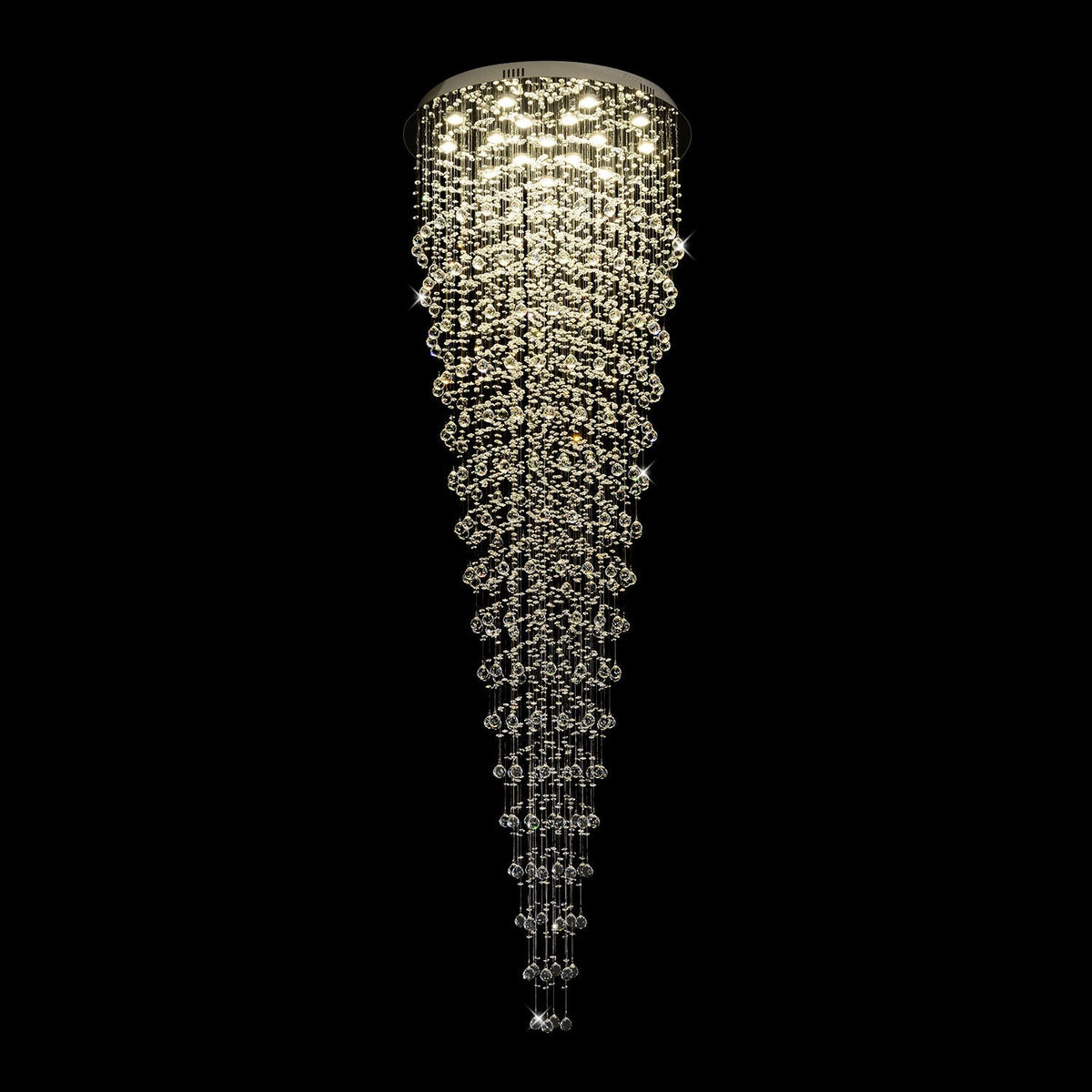 Lustre Rond Pluie Cristal K9 Chrome | Mara