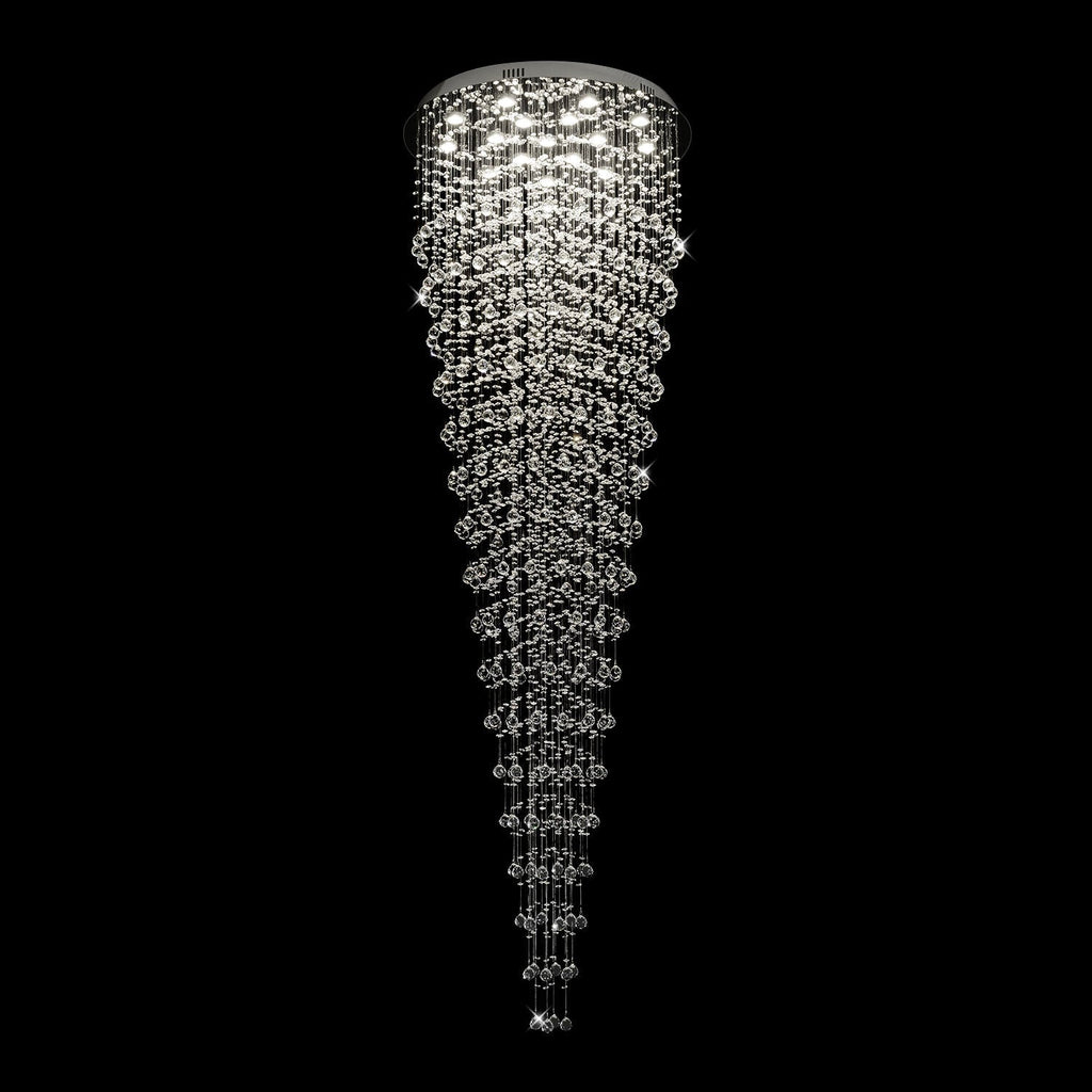 Lustre Rond Pluie Cristal K9 Chrome | Mara