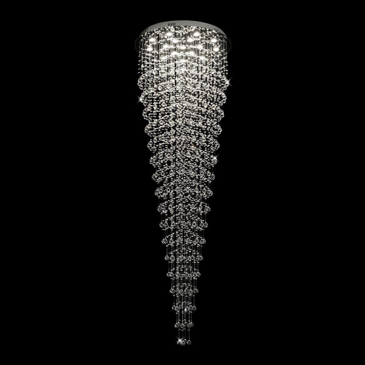 Lustre Rond Pluie Cristal K9 Chrome | Mara