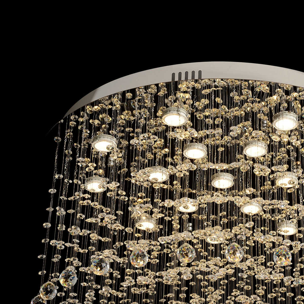 Lustre Rond Pluie Cristal K9 Chrome | Mara