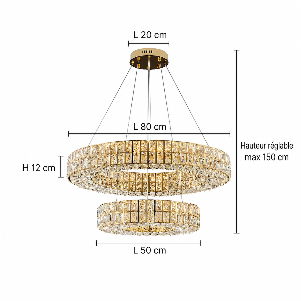 Lustre Cristal Doré Anneaux | Orvia