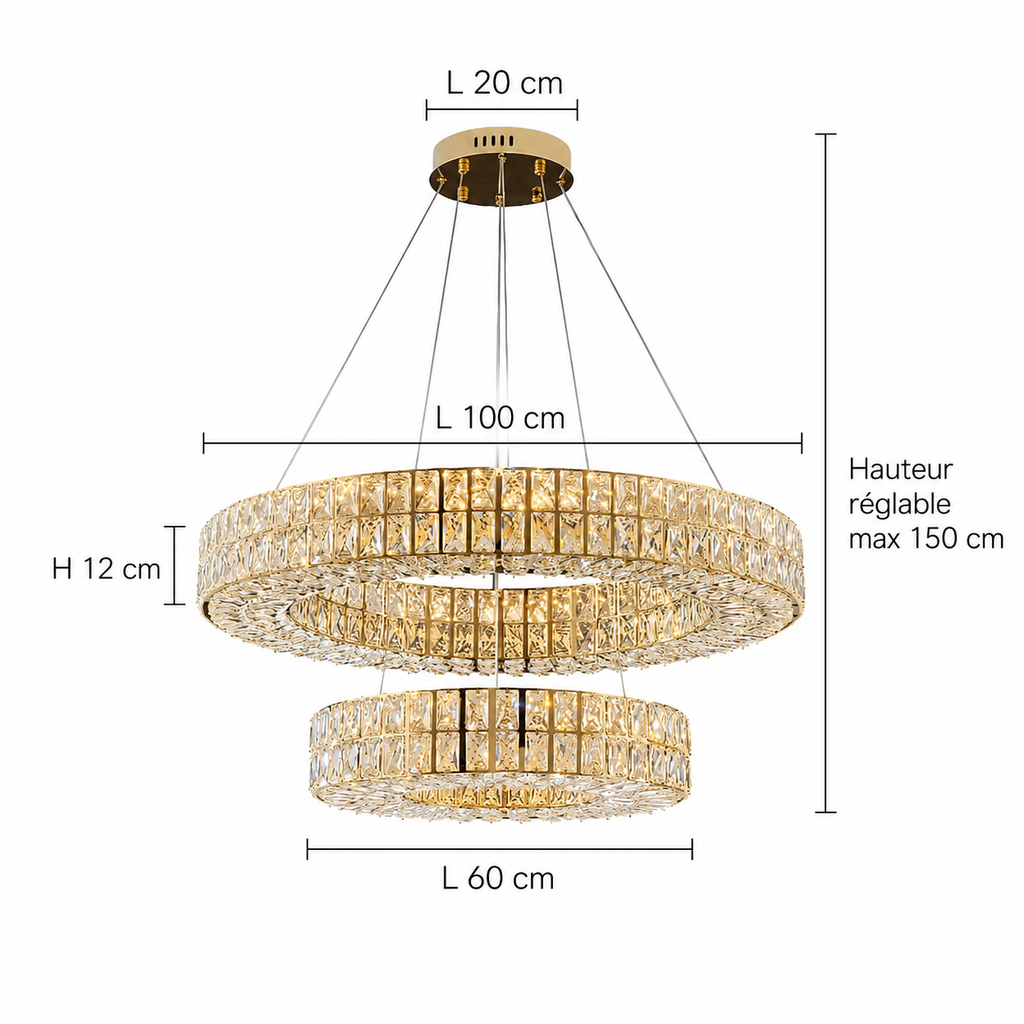 Lustre Cristal Doré Anneaux | Orvia