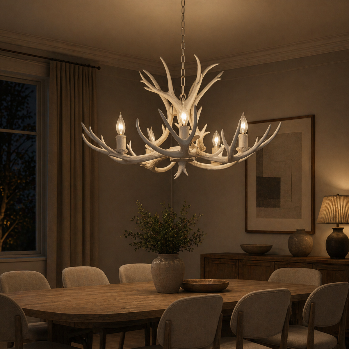 Lustre Bois de Cerf en Résine | Kiro